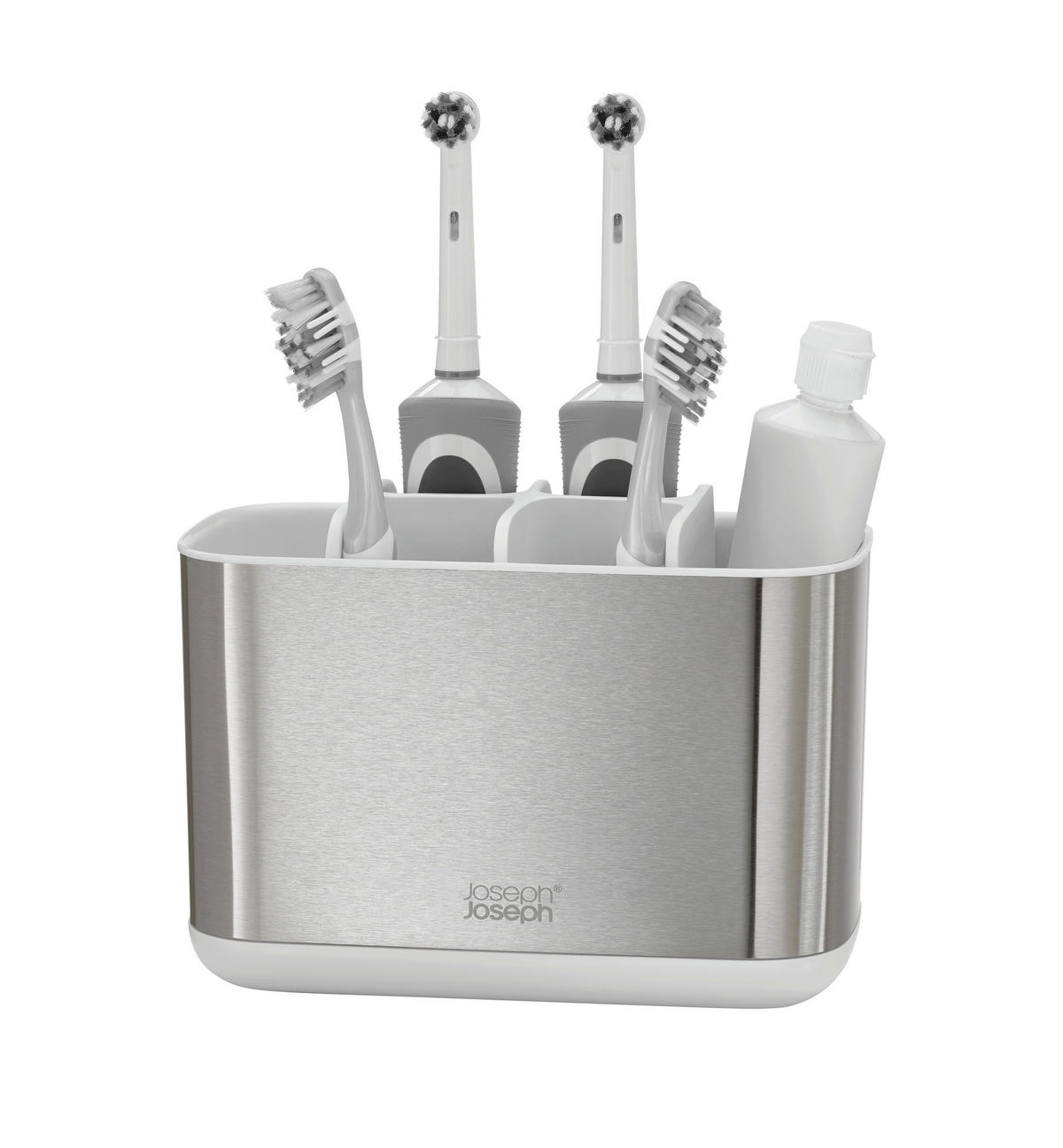 DRŽAČ ČETKICA ZA ZUBE  srebrne boje, bijela  metal, plastika  EASY STORE  - bijela/srebrne boje, Konvencionalno, metal/plastika (18/14/10cm) - Joseph Joseph