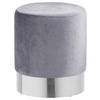 HOCKER Samt Grau, Chromfarben  - Chromfarben/Grau, Trend, Textil/Metall (35/42/35cm) - Xora