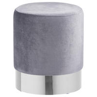 HOCKER Samt Grau, Chromfarben  - Chromfarben/Grau, Trend, Textil/Metall (35/42/35cm) - Xora
