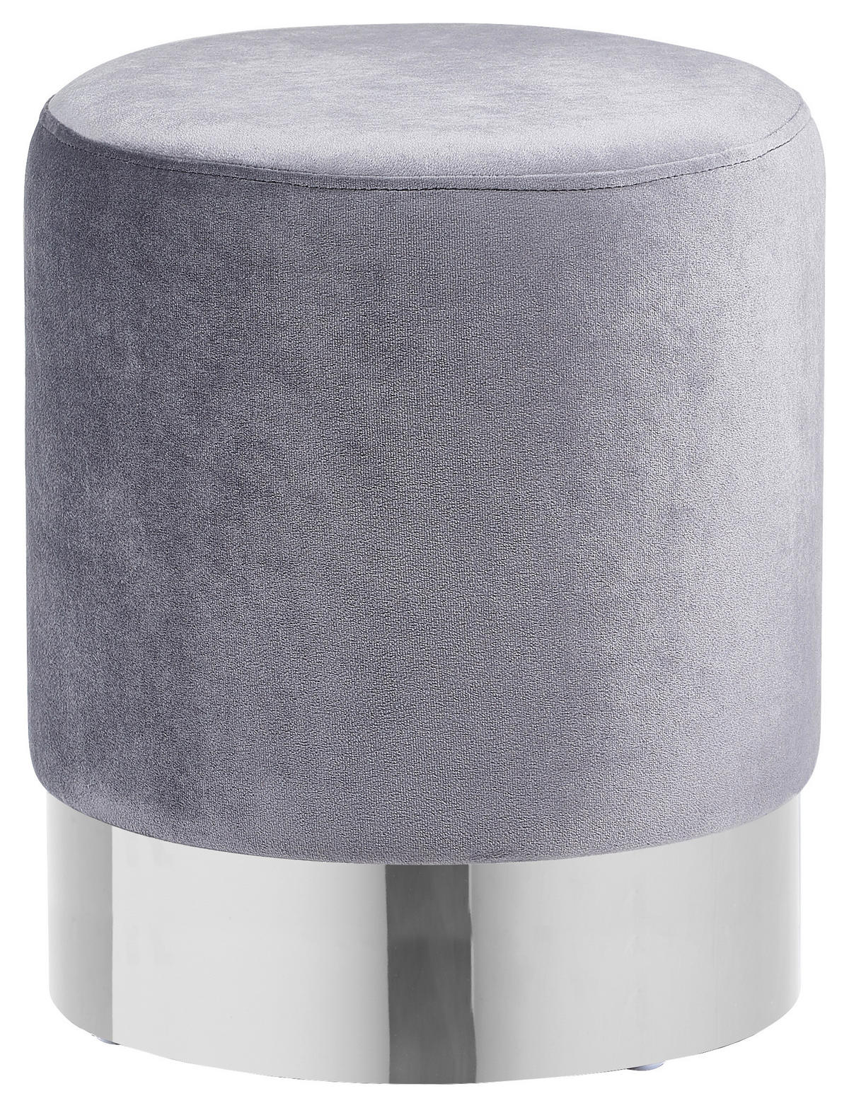 HOCKER Samt Grau, Chromfarben  - Chromfarben/Grau, Trend, Textil/Metall (35/42/35cm) - Xora