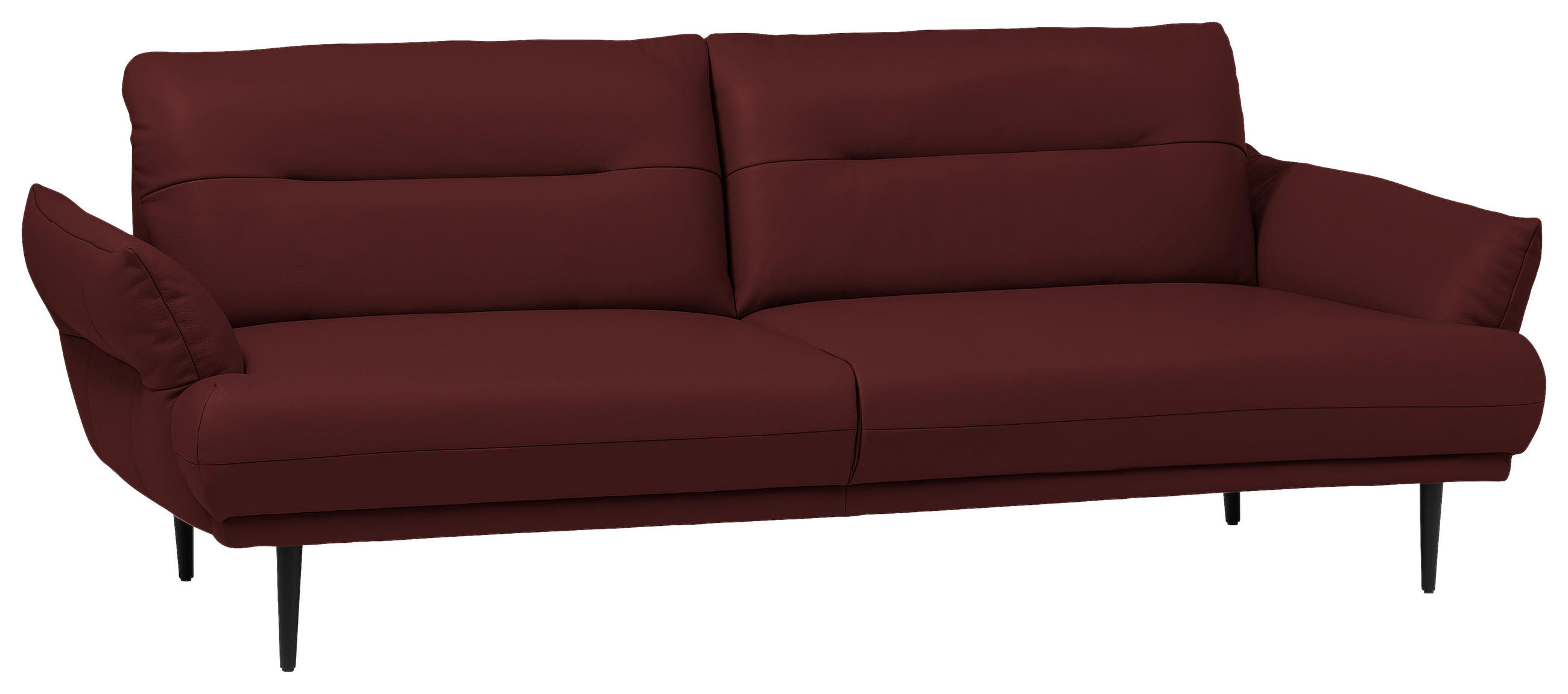 3-SITZER-SOFA Echtleder Bordeaux  - Bordeaux/Schwarz, Design, Leder/Holz (213/85/96cm) - Livetastic