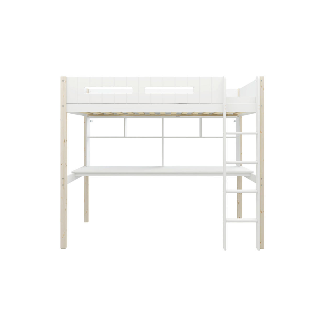 HOCHBETT 90/200 cm,  in Absturzsicherung, Leiter, Schreibtisch, Rollrost  - Weiß/Kieferfarben, MODERN, Holz (90/200cm) - Chameo