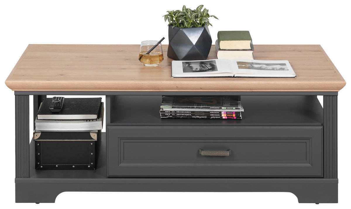 COUCHTISCH 120/67/45 cm rechteckig Graphitfarben, Eiche Artisan  - Graphitfarben/Eiche Artisan, ROMANTIK / LANDHAUS, Holzwerkstoff/Metall (120/67/45cm) - Hom`in