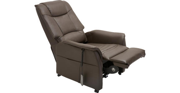 FERNSEHSESSEL mit Aufstehhilfe  mit Relaxfunktion, Aufstehhilfe Kombination Echtleder/Lederlook Lederlook Dunkelbraun  - Dunkelbraun/Schwarz, KONVENTIONELL, Leder/Textil (76/109-94/89-151cm) - Cantus