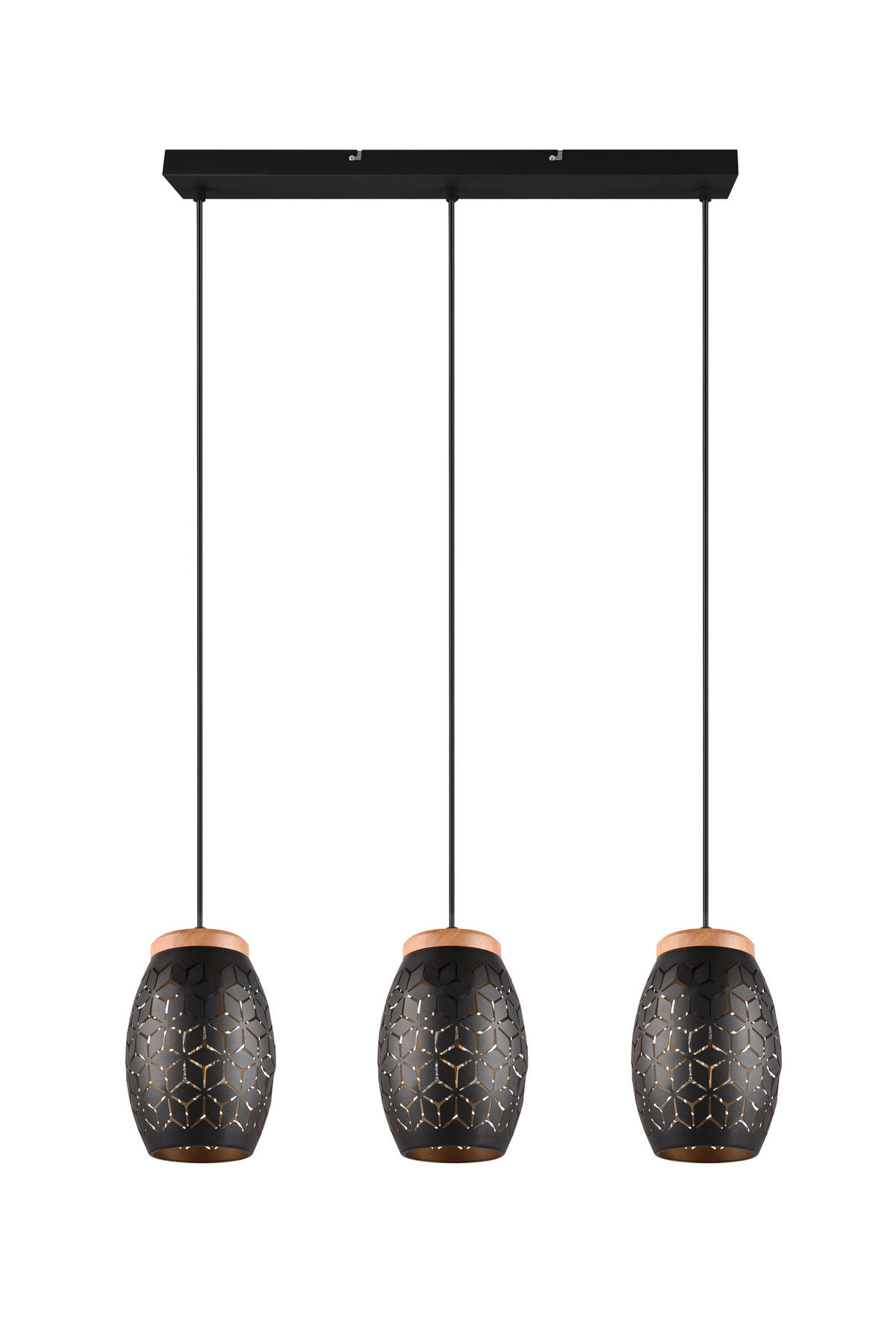 STROPNÍ ZÁVĚSNÉ SVÍTIDLO, 71/15/150 cm  - černá/barvy zlata, Basics, kov/dřevo (71/15/150cm)