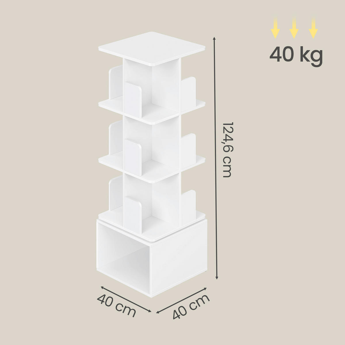 DREHREGAL Weiß  - Weiß, Trend, Holzwerkstoff (40/124,6/40cm) - Boxxx