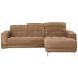 ECKSOFA in Webstoff Braun  - Chromfarben/Braun, Design, Textil/Metall (260/187cm) - Xora