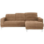 ECKSOFA in Webstoff Braun  - Chromfarben/Braun, Design, Textil/Metall (260/187cm) - Xora