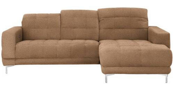 ECKSOFA in Webstoff Braun  - Chromfarben/Braun, Design, Textil/Metall (260/187cm) - Xora