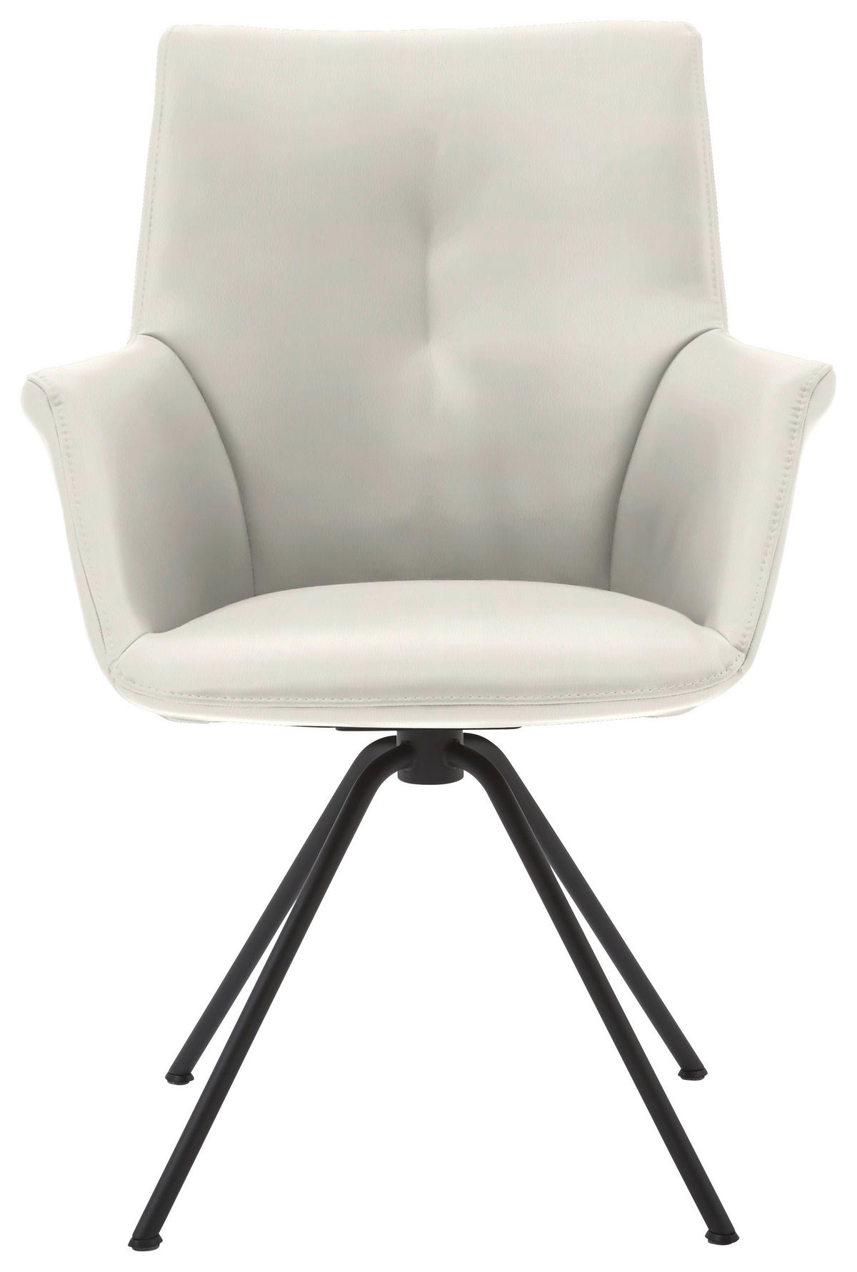 ARMLEHNSTUHL  in Stahl Echtleder pigmentiert  - Creme/Schwarz, Design, Leder/Metall (60/90/61cm) - Dieter Knoll