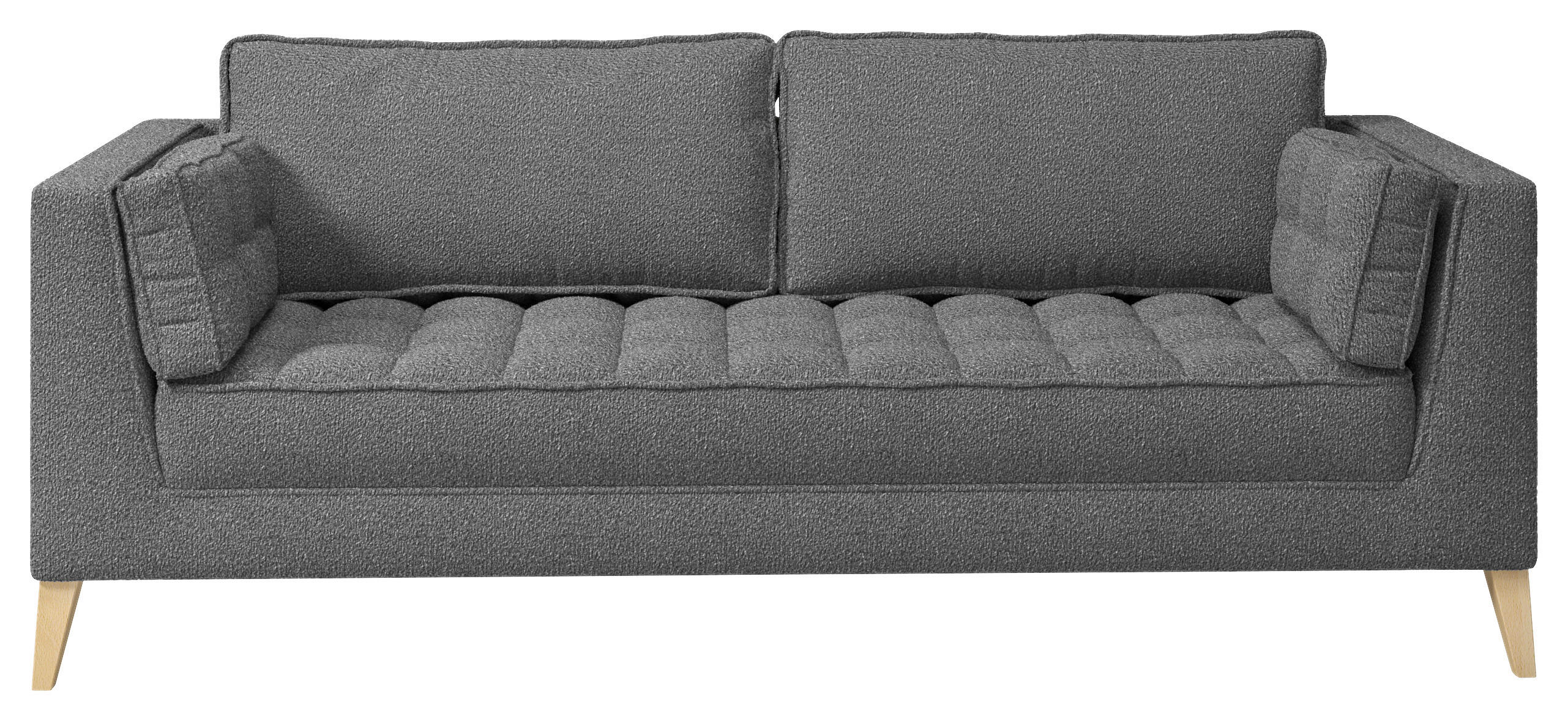 3-SITZER-SOFA in Bouclé Schwarz  - Schwarz/Naturfarben, Design, Holzwerkstoff/Textil (170/95/85cm) - MID.YOU
