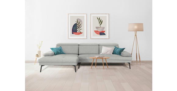 ECKSOFA in Webstoff Olivgrün 188/296 cm - Schwarz/Olivgrün, Design, Textil/Metall (188/296cm) - Xora
