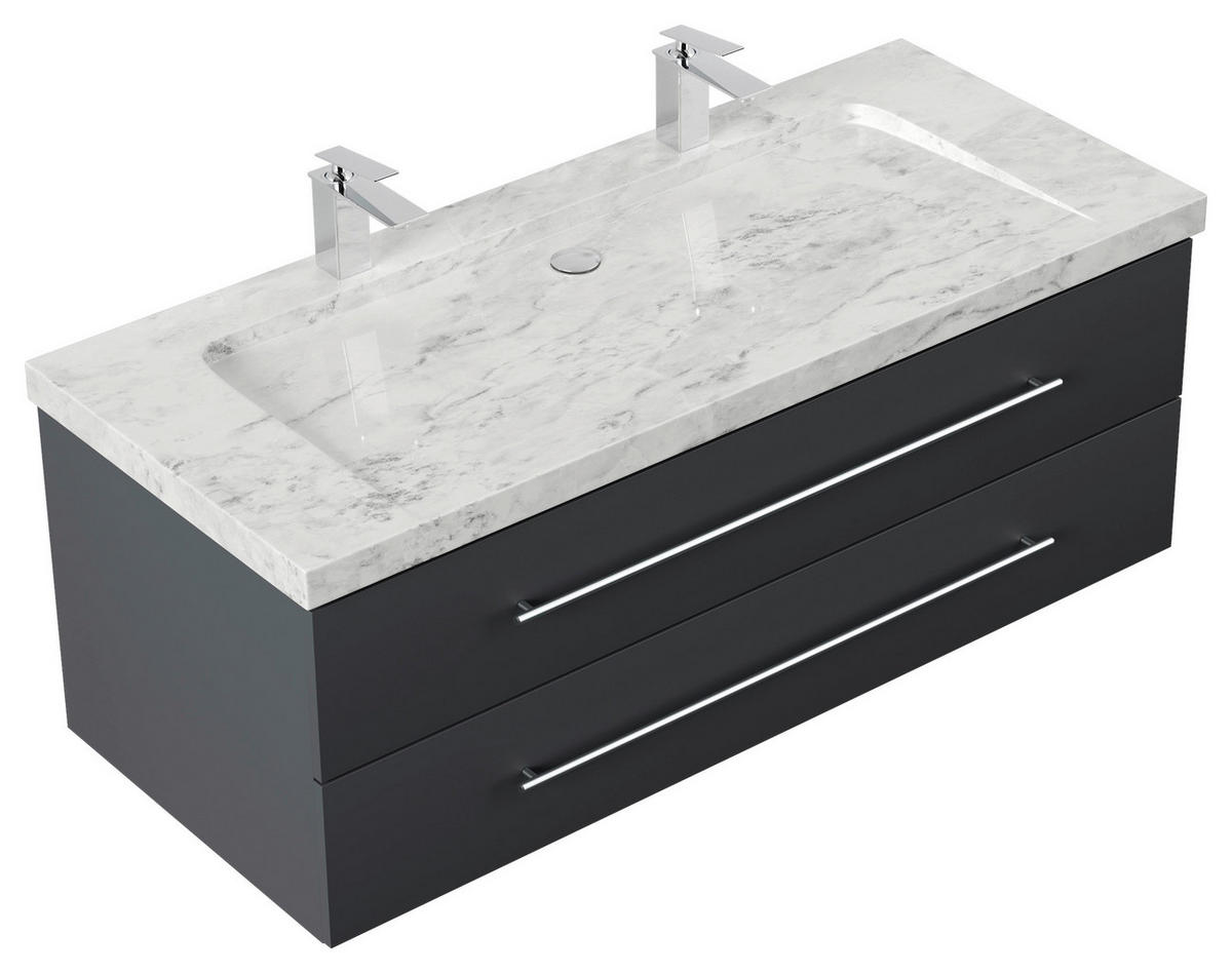 WASCHTISCHKOMBI 130 cm  - Graphitfarben, Basics, Holzwerkstoff/Stein (130cm) - MID.YOU