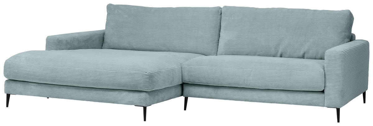 ECKSOFA in Cord Hellblau  - Schwarz/Hellblau, Design, Textil/Metall (190/272cm) - Lomoco
