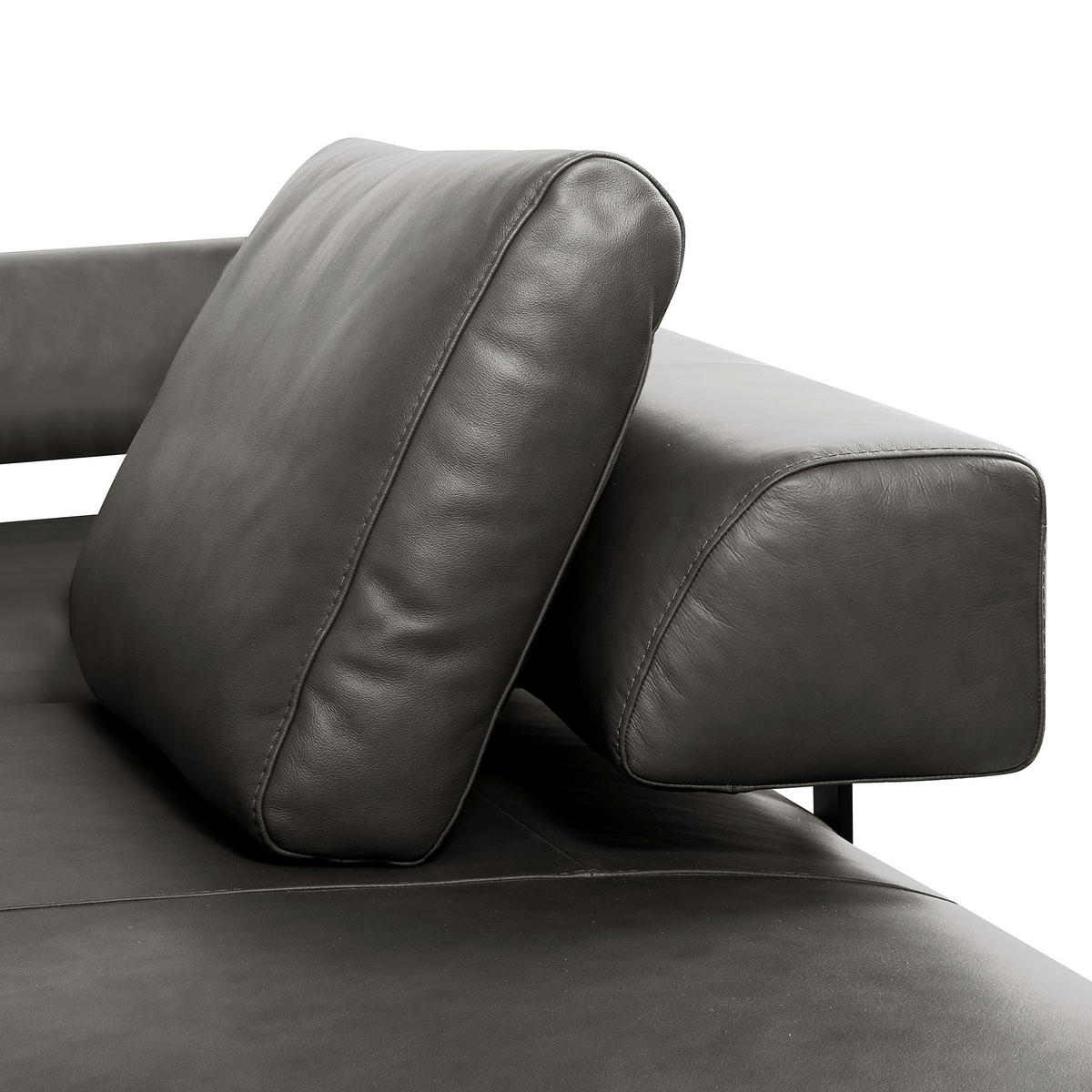 ECKSOFA  in Echtleder Anthrazit  306/237 cm  - Anthrazit/Schwarz, Design, Leder/Metall (306/237cm) - Livetastic