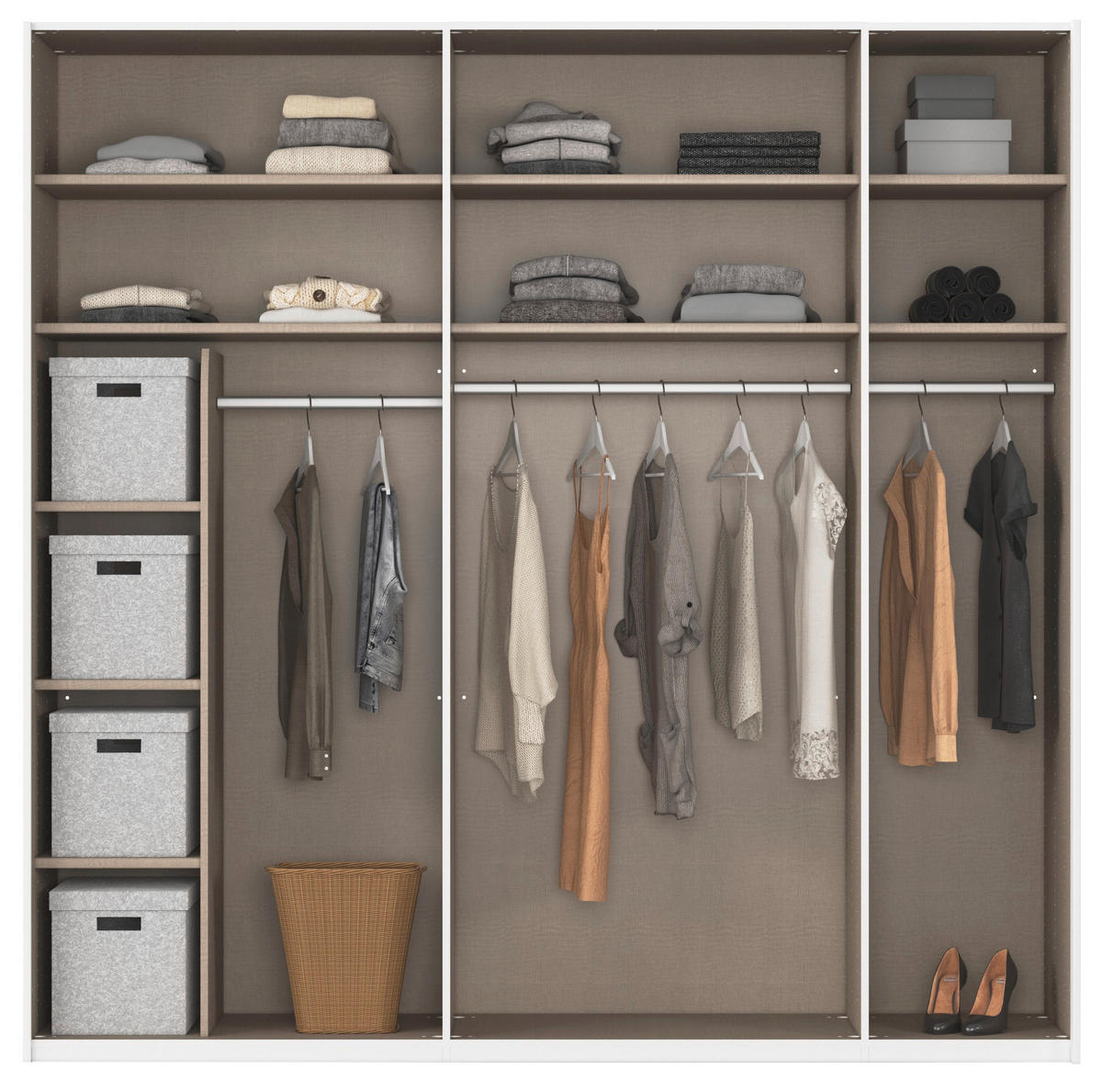 SCHWEBETÜRENSCHRANK 226/223/68 cm 2-türig Weiß  - Weiß, Design, Glas/Holzwerkstoff (226/223/68cm) - Xora