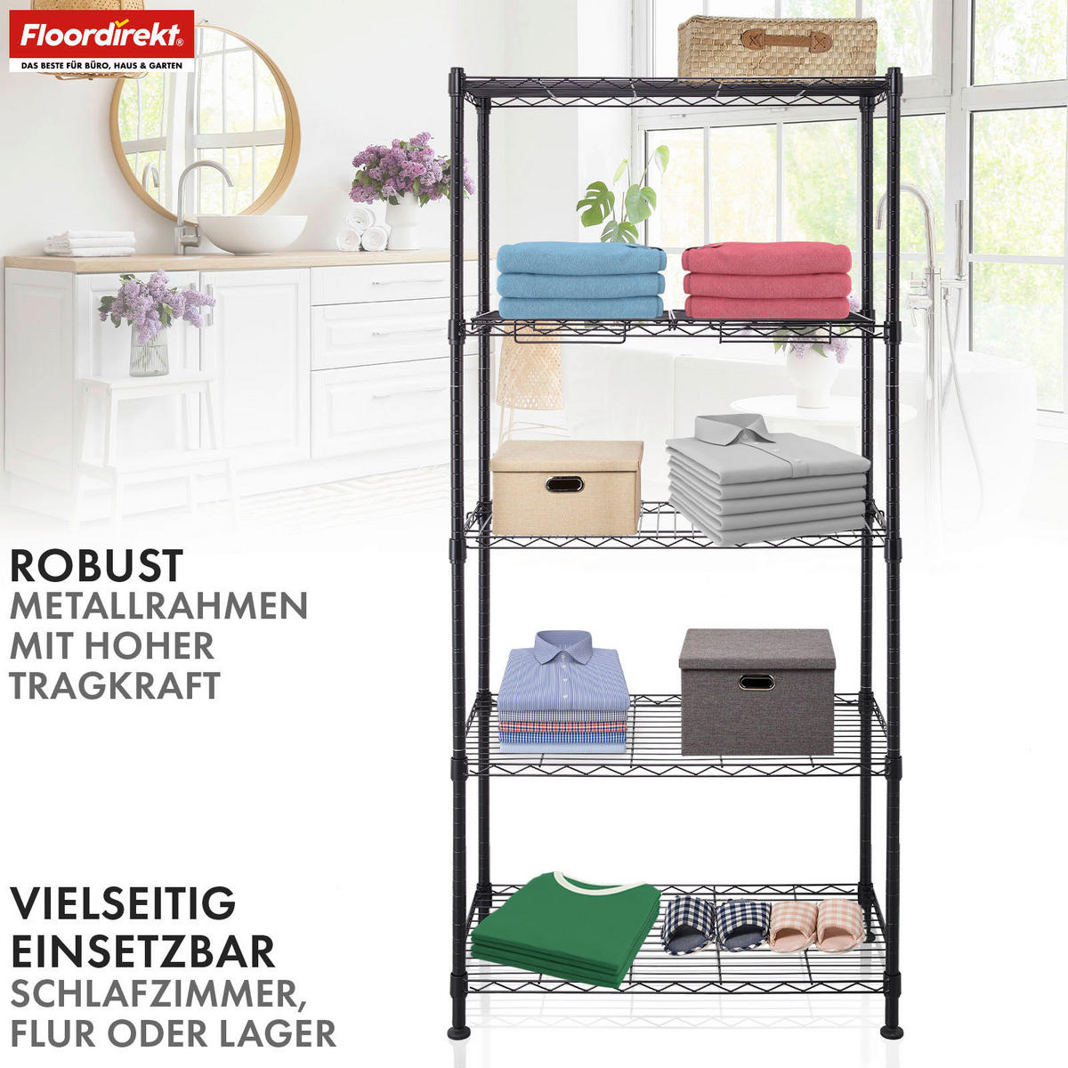 SCHWERLASTREGAL 75/170/40 cm  - Schwarz, Basics, Metall (75/170/40cm) - Floordirekt