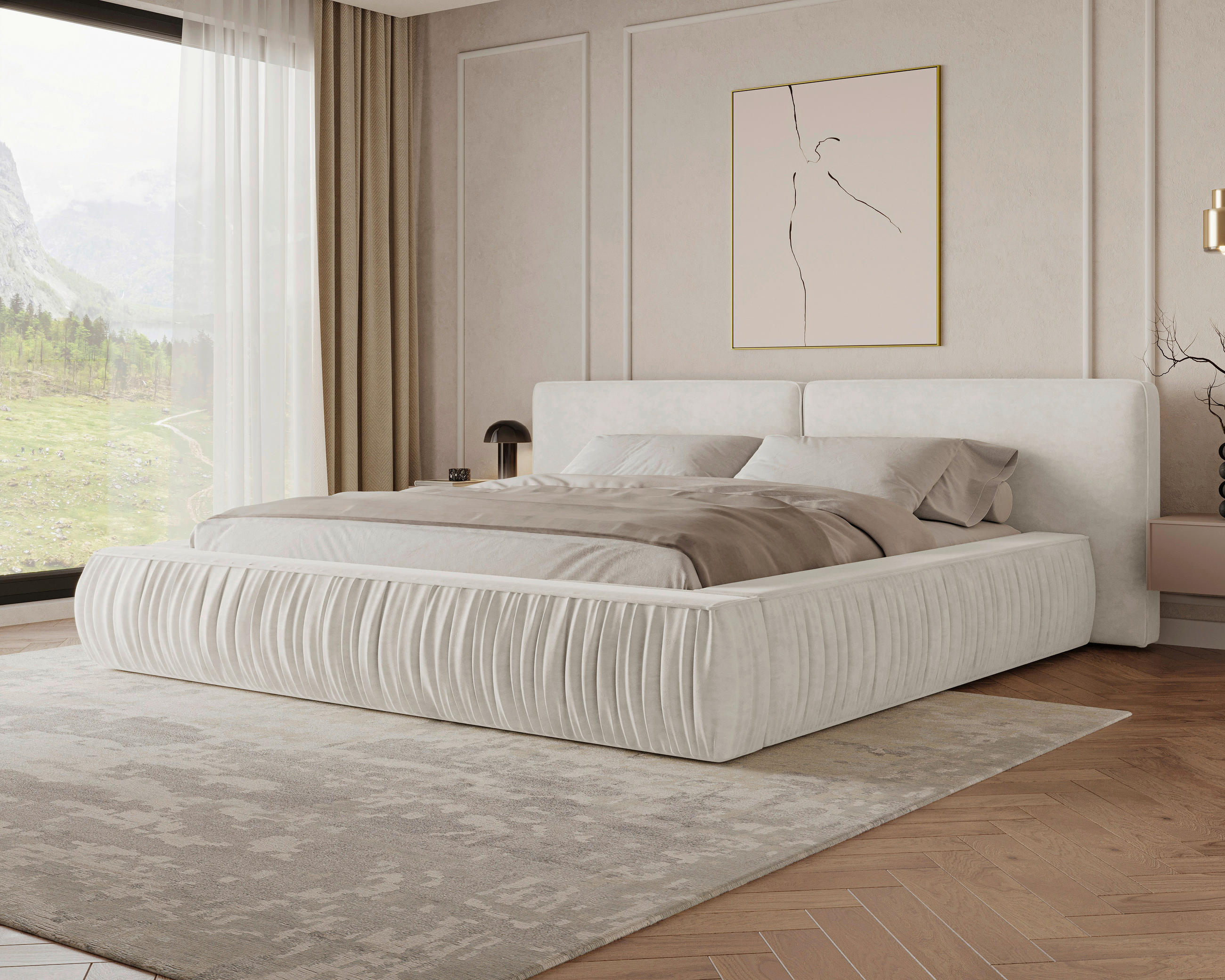 POLSTERBETT Lattenrost, Bettkasten Creme 140/200 cm  - Creme/Schwarz, MODERN, Holz/Kunststoff (140/200cm) - Livetastic