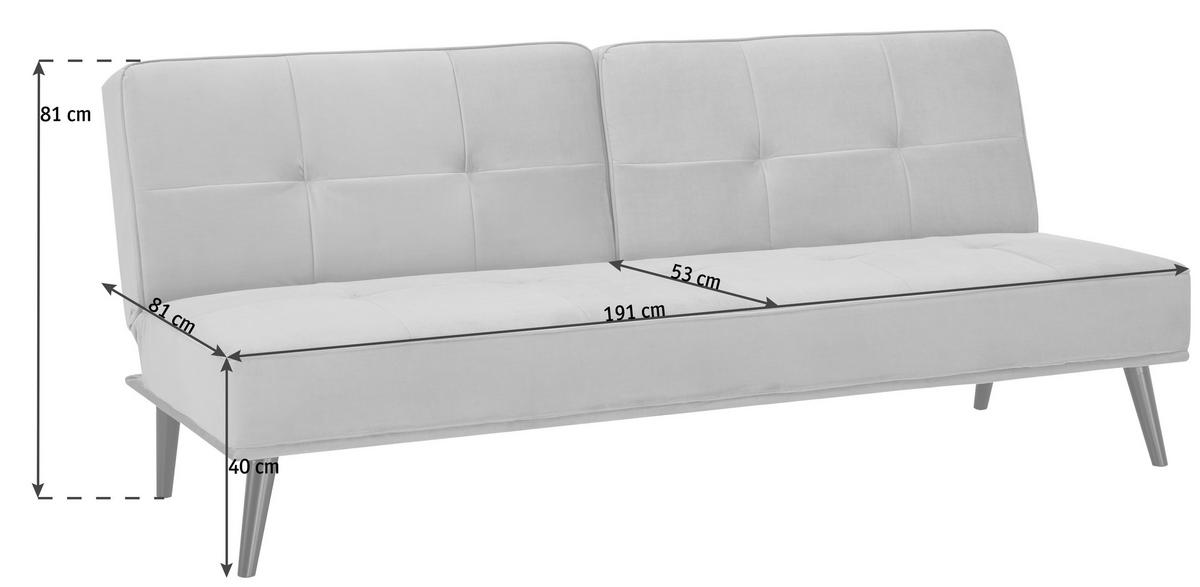 SCHLAFSOFA in Samt Hellblau  - Schwarz/Hellblau, Trend, Holz/Textil (191/81/81cm) - Ti'me