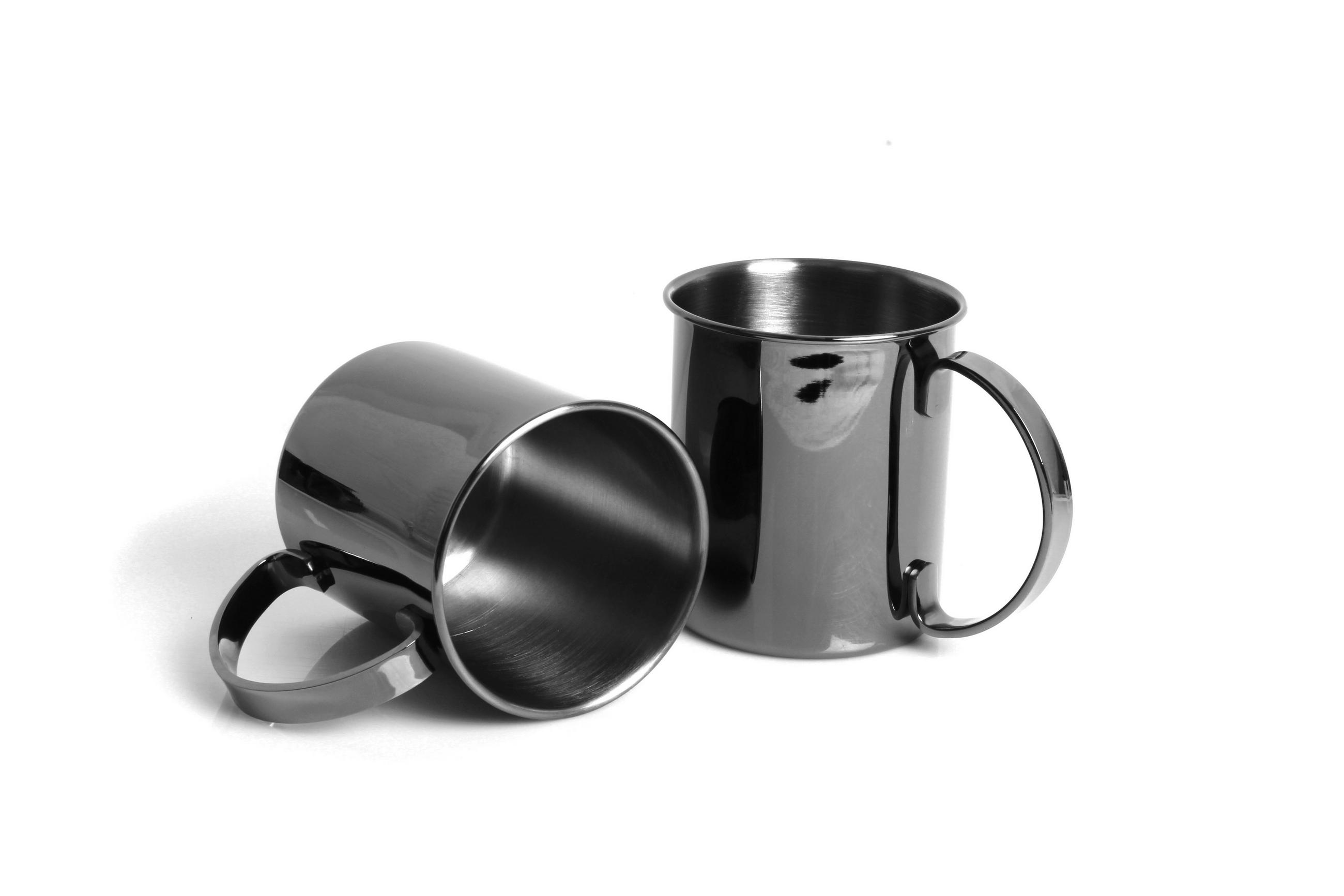 BECHERSET  2-teilig  - Schwarz, Basics, Metall (16.2/11.4/11.3cm) - Echtwerk