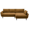 ECKSOFA in Velours Goldfarben  - Goldfarben/Schwarz, Design, Holz/Textil (260/167cm) - Welnova