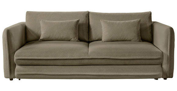 SCHLAFSOFA Struktur Olivgrün Zierkissen, Rückenkissen, Bettkasten, Schlaffunktion, Rücken echt, Liegefläche im Originalstoff  - Schwarz/Olivgrün, KONVENTIONELL, Kunststoff/Textil (237/94/117cm) - Carryhome