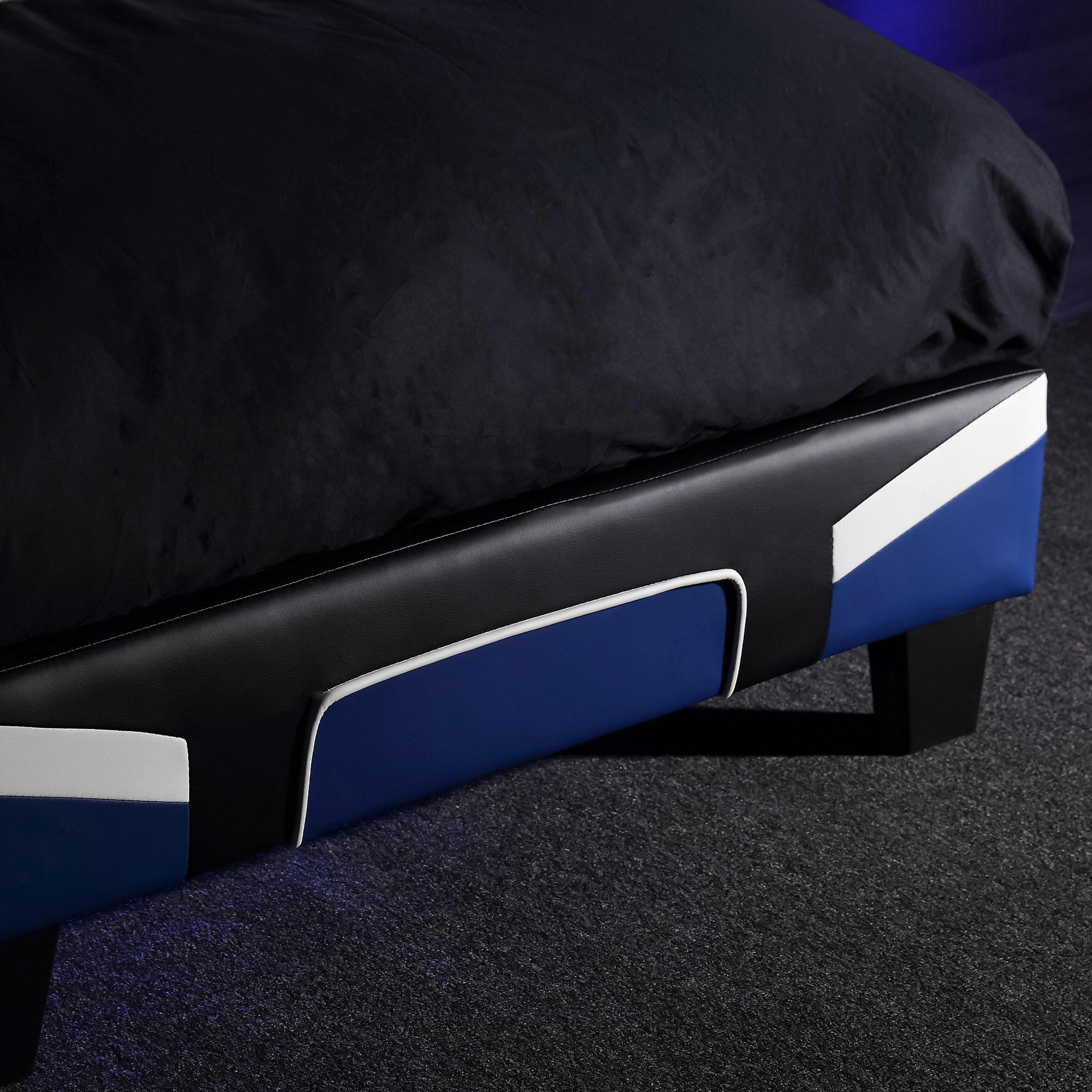 Thumbnail - X Rocker Bett, Weiß, Blau, Schwarz, Holzwerkstoff, 1-Zonen, 90x190 cm, gepolstertes Kopfteil, Kinder- & Jugendzimmer, Ki...