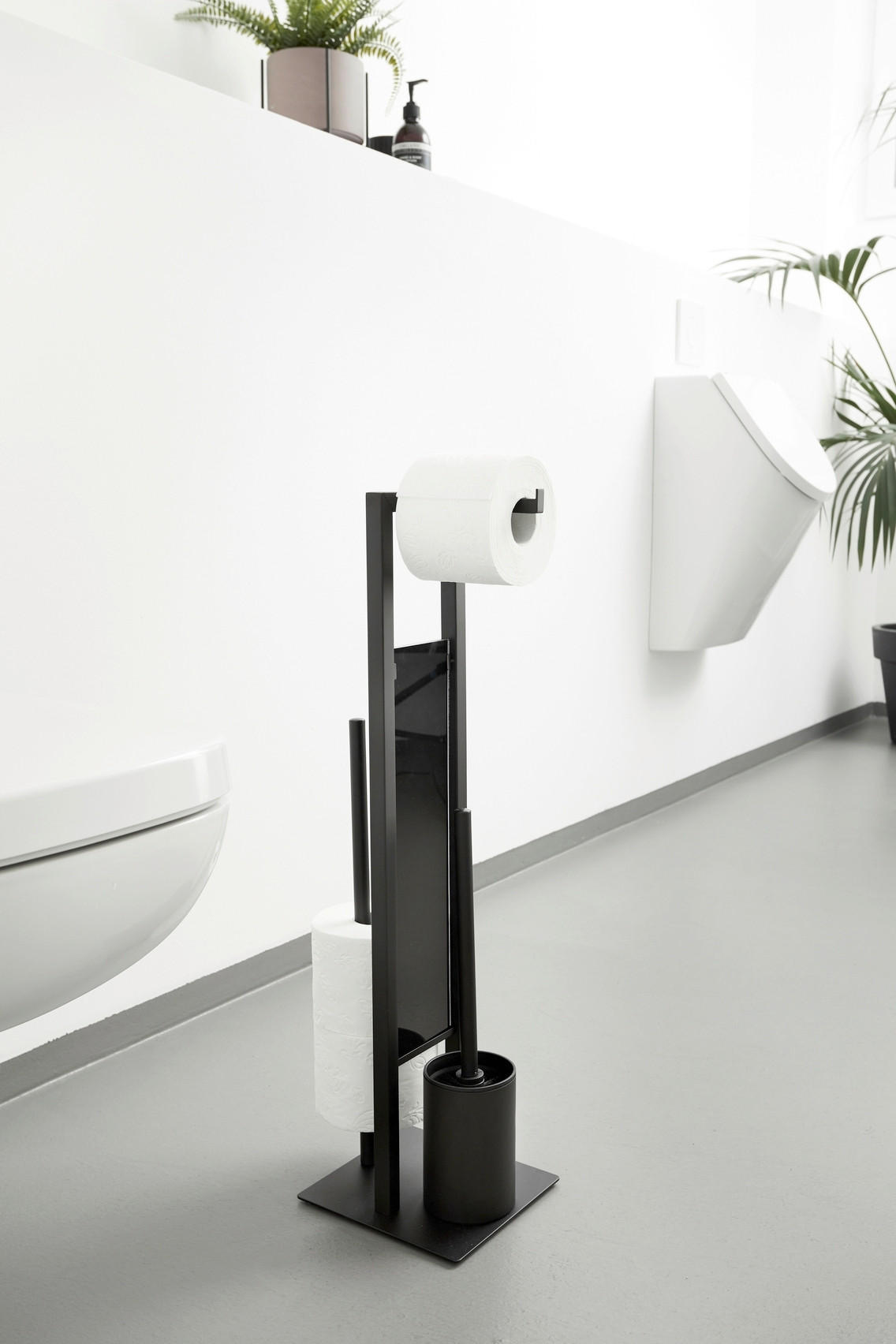 WENKO WC-KEFE GARNITÚRA fém, Üveg  - fekete, Basics, műanyag/Üveg (18/70/23cm) - Wenko