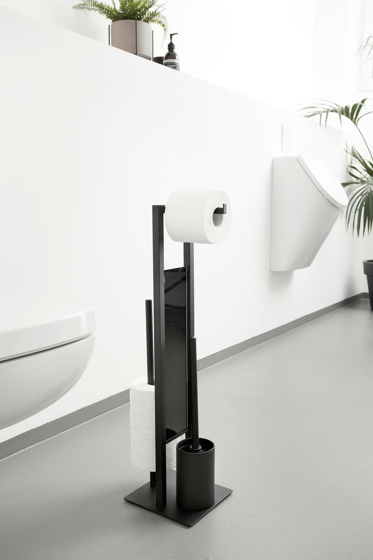 SET PENTRU WC metal, sticlă  - negru, Basics, plastic/sticlă (18/70/23cm) - Wenko