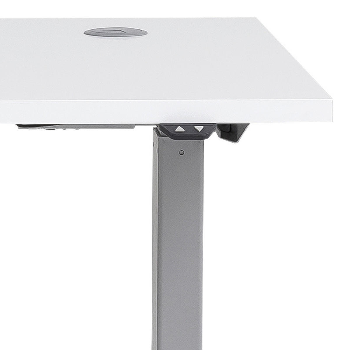 SCHREIBTISCH 160/75/70,5(117) cm Weiß höhenverstellbar elektrisch höhenverstellbar  - Silberfarben/Weiß, KONVENTIONELL, Holzwerkstoff/Metall (160/75/70,5(117)cm) - MID.YOU