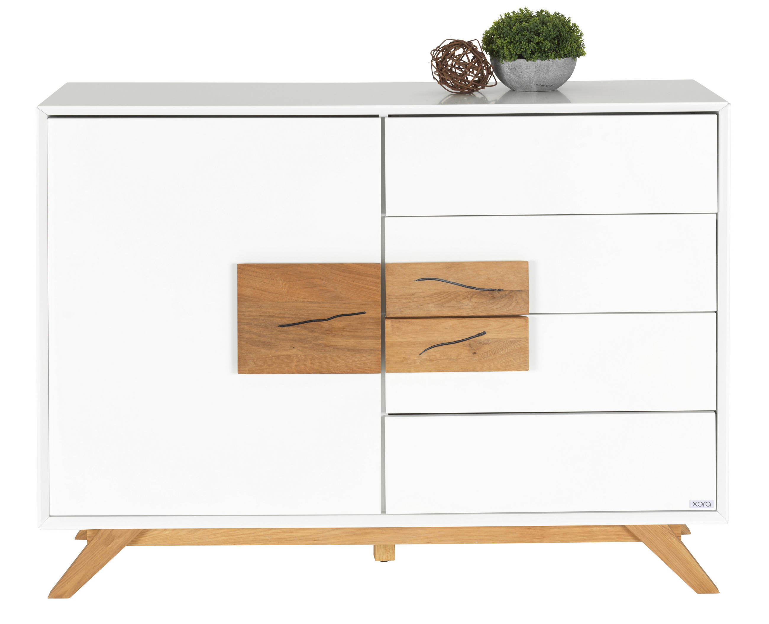 SIDEBOARD Eiche Weiß, Eichefarben Einlegeböden - Eichefarben/Weiß, Design, Holz/Holzwerkstoff (120/89/40cm) - Xora