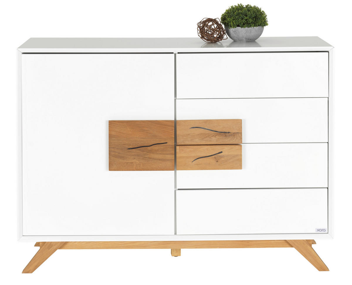 KOMODA S VRATIMA - boja hrasta/bela, Dizajnerski, drvo/pločasti materijal (120/89/40cm) - Xora