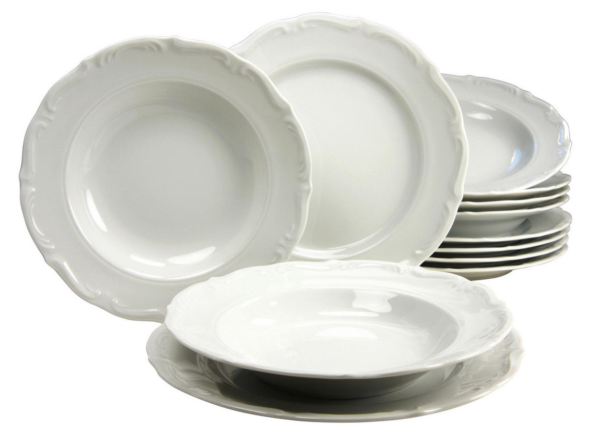 JEDÁLENSKÝ SERVIS, porcelán - biela, keramika - Creatable