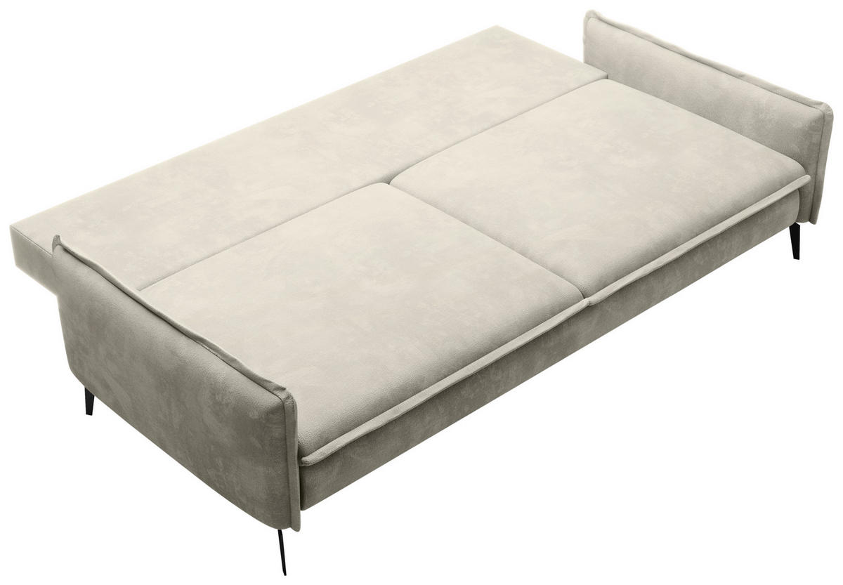 SCHLAFSOFA Chenille Hellbraun  - Hellbraun/Schwarz, KONVENTIONELL, Textil/Metall (223/89/107cm) - Carryhome