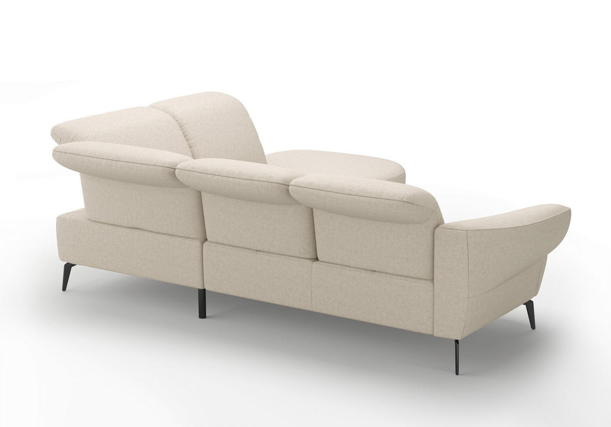ECKSOFA in Flachgewebe Creme  302/270 cm  - Creme/Schwarz, MODERN, Textil/Metall (302/270cm) - Sit & More