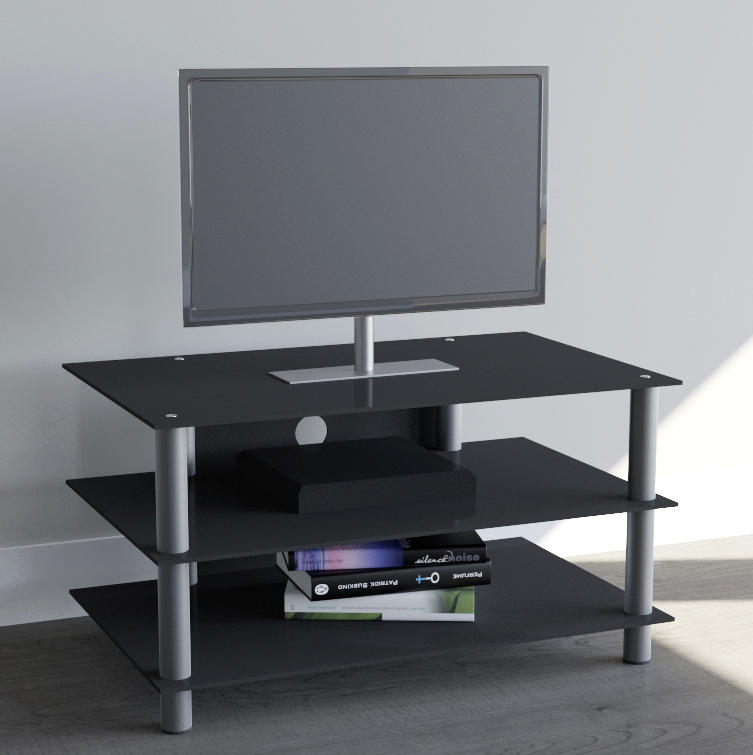 Phonotisch in Schwarz/ - Silberfarben/Schwarz, Konventionell, Glas/Metall (95/45/42cm) - MID.YOU