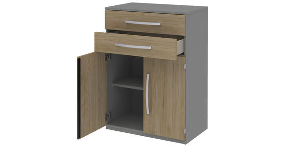 AKTENSCHRANK Eichefarben, Grau  - Eichefarben/Grau, KONVENTIONELL, Holzwerkstoff (80/111,7/43cm) - Moderano