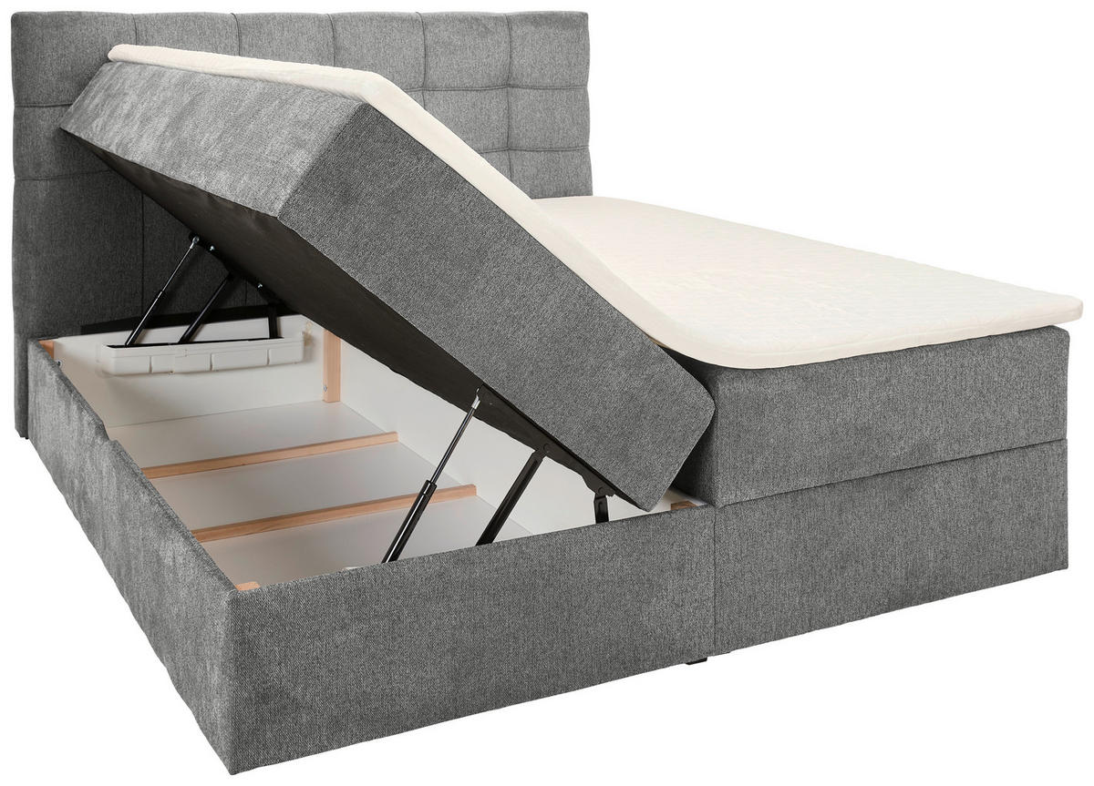 AMERICKÁ POSTEĽ, 180/200 cm, sivá - čierna/sivá, Konventionell, textil/plast (180/200cm) - Boxxx