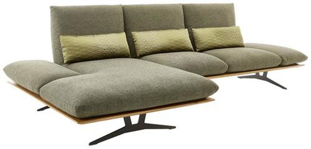 ECKSOFA in Flachgewebe Grün  - Schwarz/Grün, Design, Holz/Textil (159/314cm) - Dieter Knoll