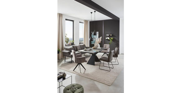 SITZBANK 239/86/69 cm in Anthrazit, Schwarz - Anthrazit/Schwarz, Design, Leder/Holz (239/86/69cm) - Dieter Knoll
