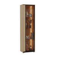 VITRINE Schwarz, Eichefarben  - Eichefarben/Schwarz, Modern, Glas/Holzwerkstoff (50/190/34cm) - Stylife