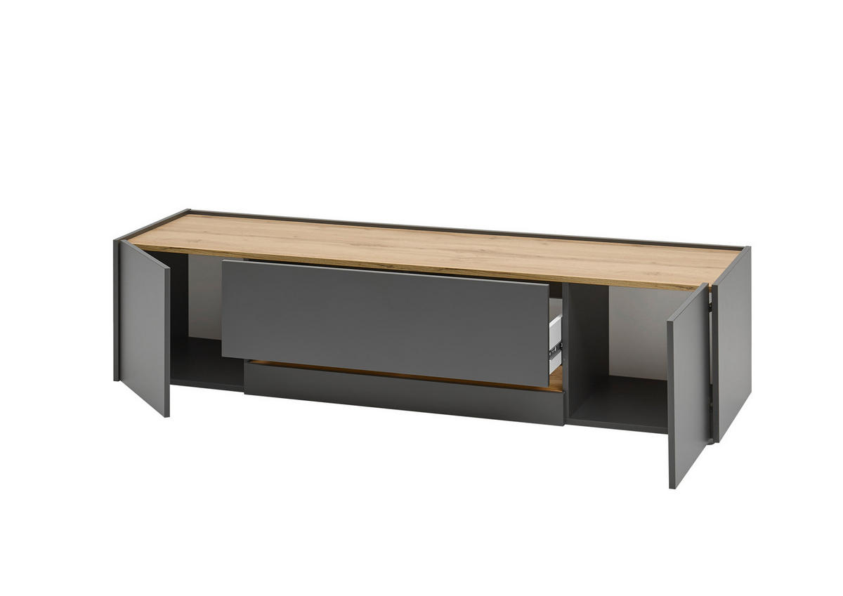 LOWBOARD  170/42/45 cm 2 Schublade(n) Beimöbel erhältlich, stehend  - Anthrazit/Eiche Wotan, Design, Holzwerkstoff/Kunststoff (170/42/45cm) - Modante