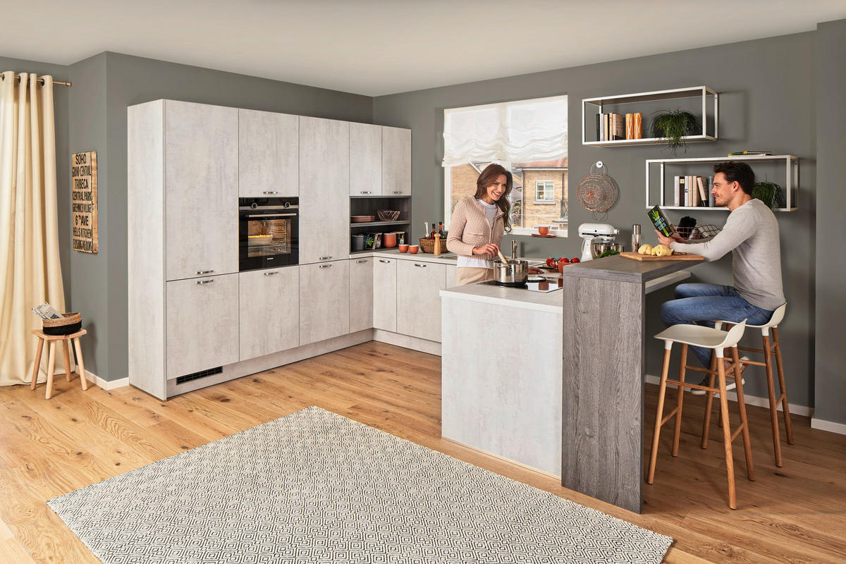 EINBAUKÜCHE COMET  - Grau, Design, Holzwerkstoff - Moderano