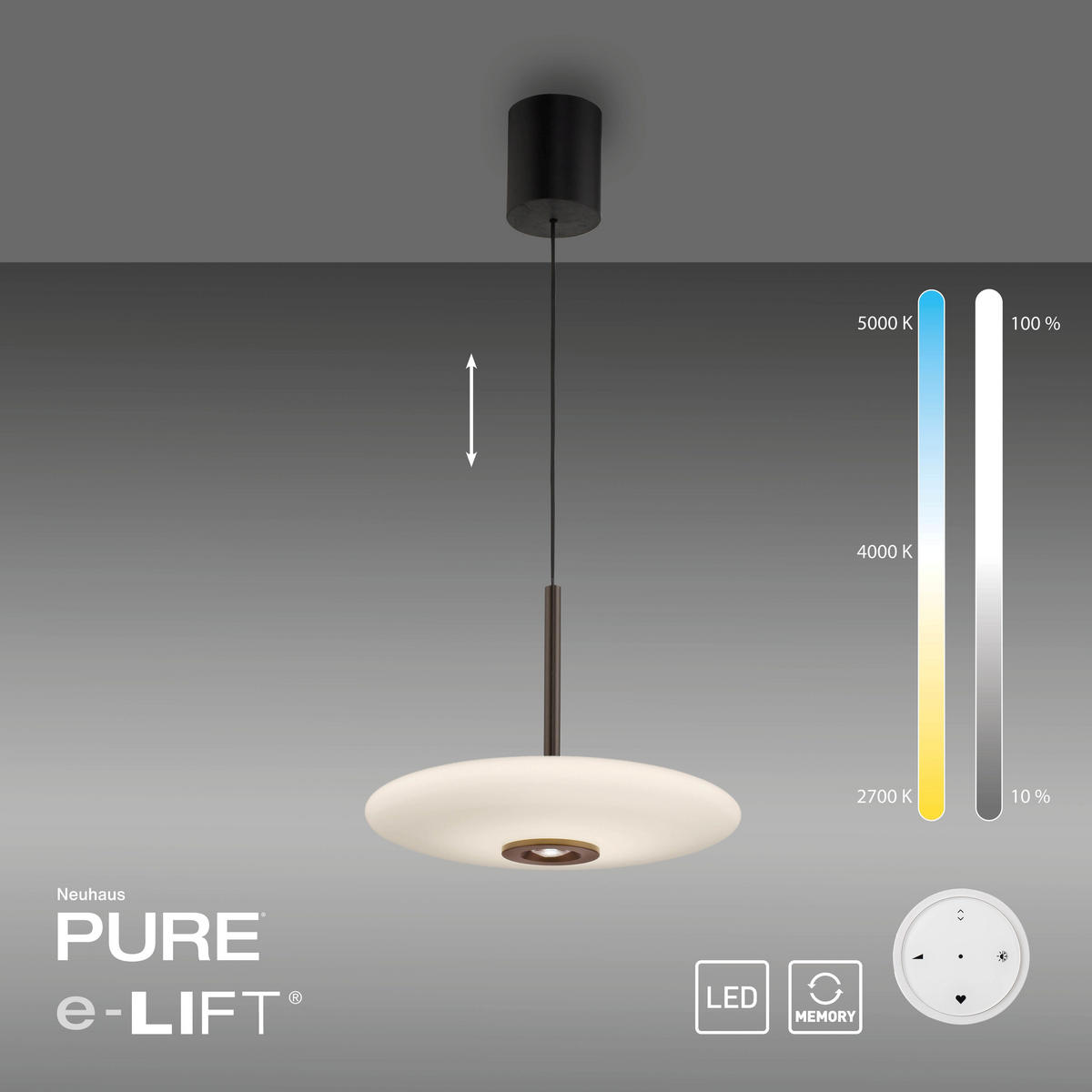 LED-HÄNGELEUCHTE 45/45/240 cm   - Braun, Design, Glas/Kunststoff (45/45/240cm) - Neuhaus PURE