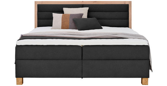 BOXBETT 160/200 cm in Schwarz, Eiche Artisan - Schwarz/Eiche Artisan, KONVENTIONELL, Holz/Textil (160/200cm) - Carryhome