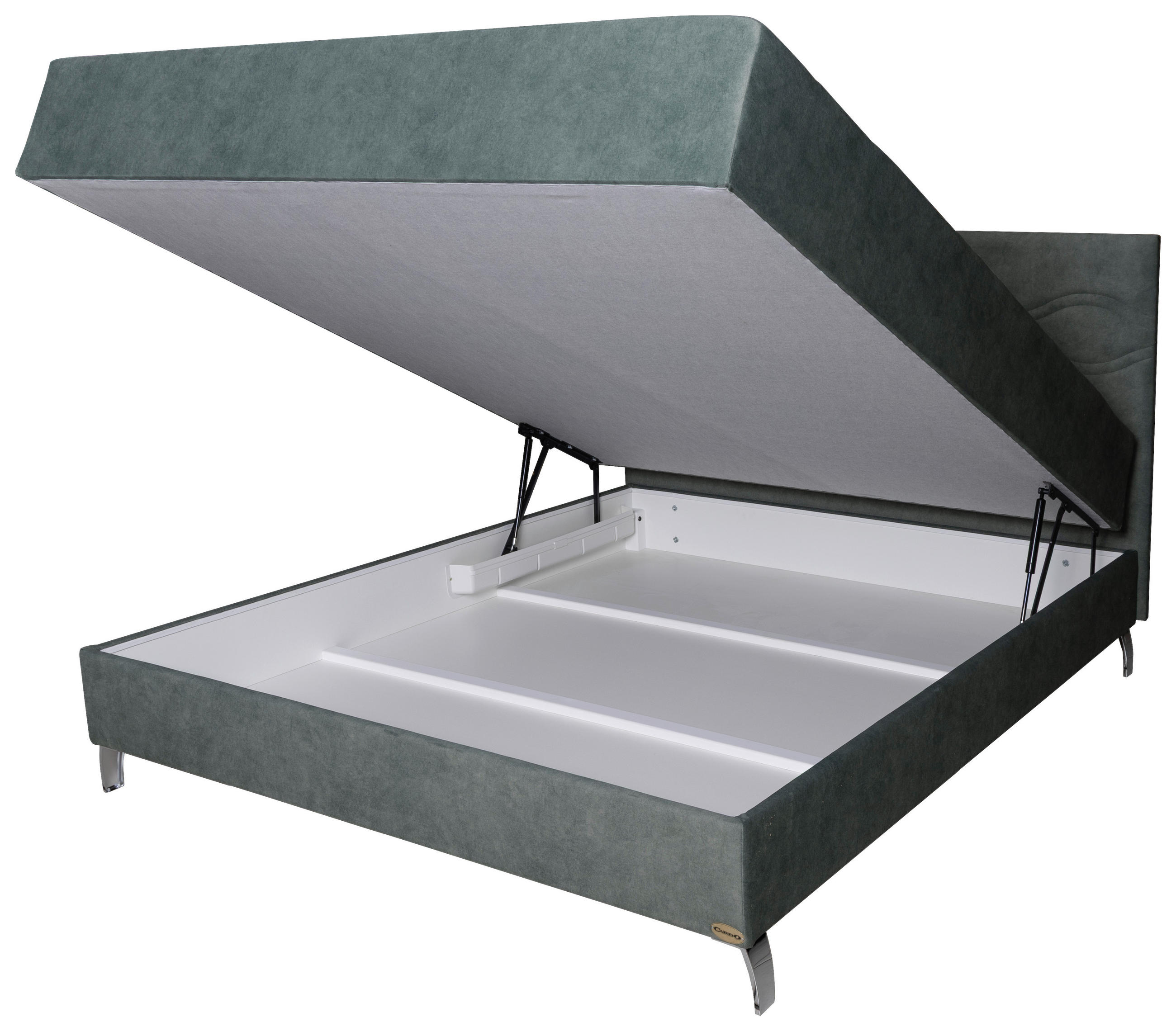 KÁRPITOZOTT ÁGY 160/200 cm  zöld  - ezüst/zöld, Basics, textil/fém (160/200cm) - Cardo