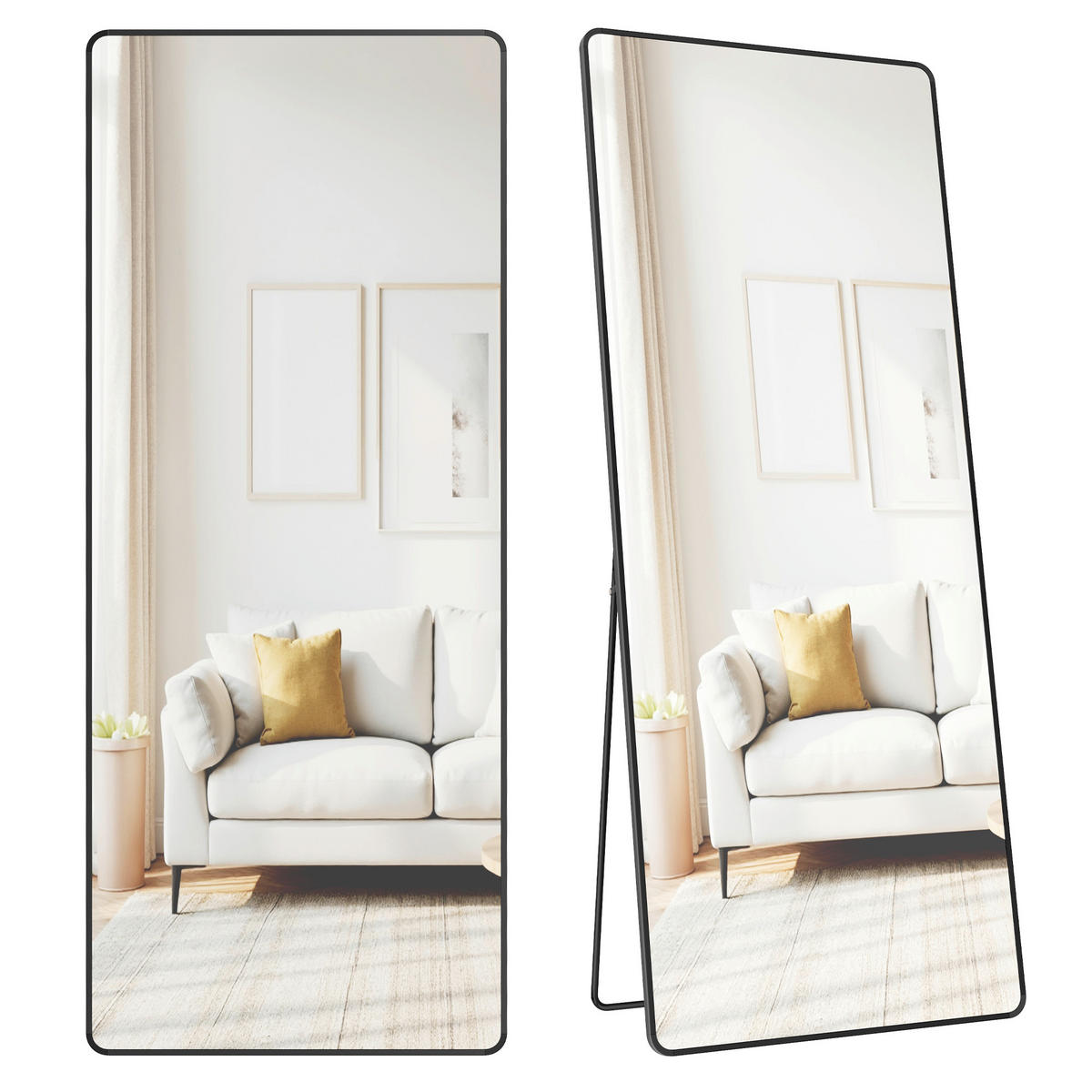 STANDSPIEGEL 60/165/33 cm  - Schwarz, Trend, Glas/Metall (60/165/33cm) - Boxxx