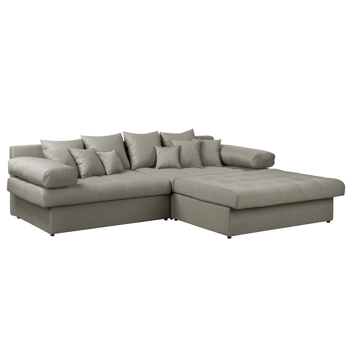 ECKSOFA Naomi Taupe Mikrofaser Rückenkissen  - Taupe/Schwarz, Design, Kunststoff/Textil (284/243cm) - P & B