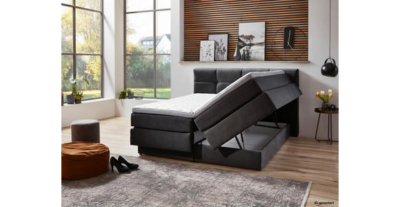 BOXSPRINGBETT 180/200 cm  in Anthrazit  - Anthrazit/Schwarz, KONVENTIONELL, Kunststoff/Textil (180/200cm) - Carryhome