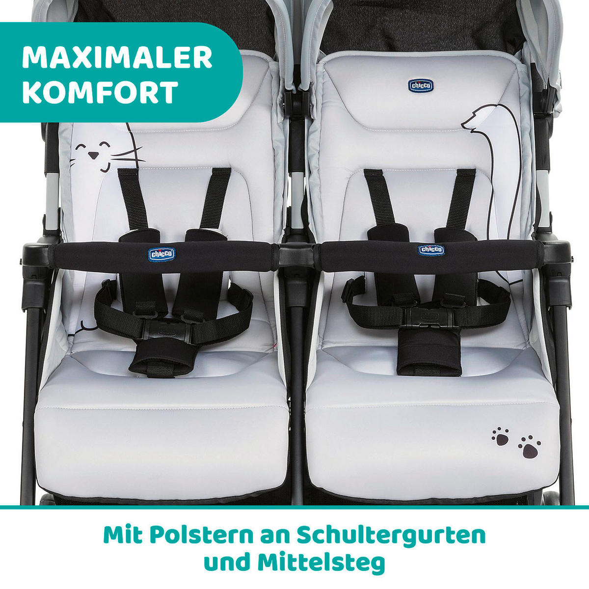 ZWILLINGSWAGEN OHLALÀ TWIN SIL  - Grau, Basics, Metall (78/101/88cm) - Chicco